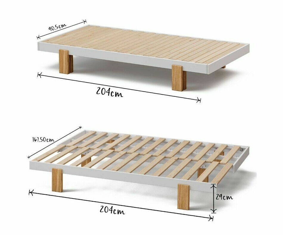Dimensions du lit Sany en bois massif adulte