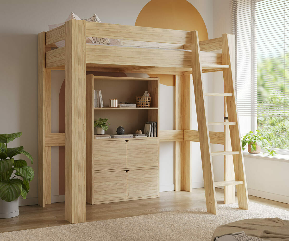 Bibliothèque pour lit mezzanine Nitra Bois naturel/Opt:Sans porte