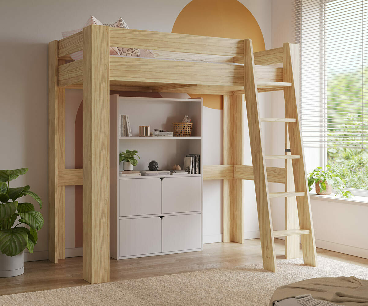 Bibliothèque pour lit mezzanine Nitra Blanc/Opt:Sans porte