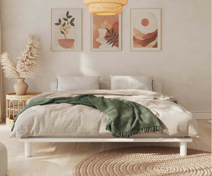 Lit adulte double couchage blanc