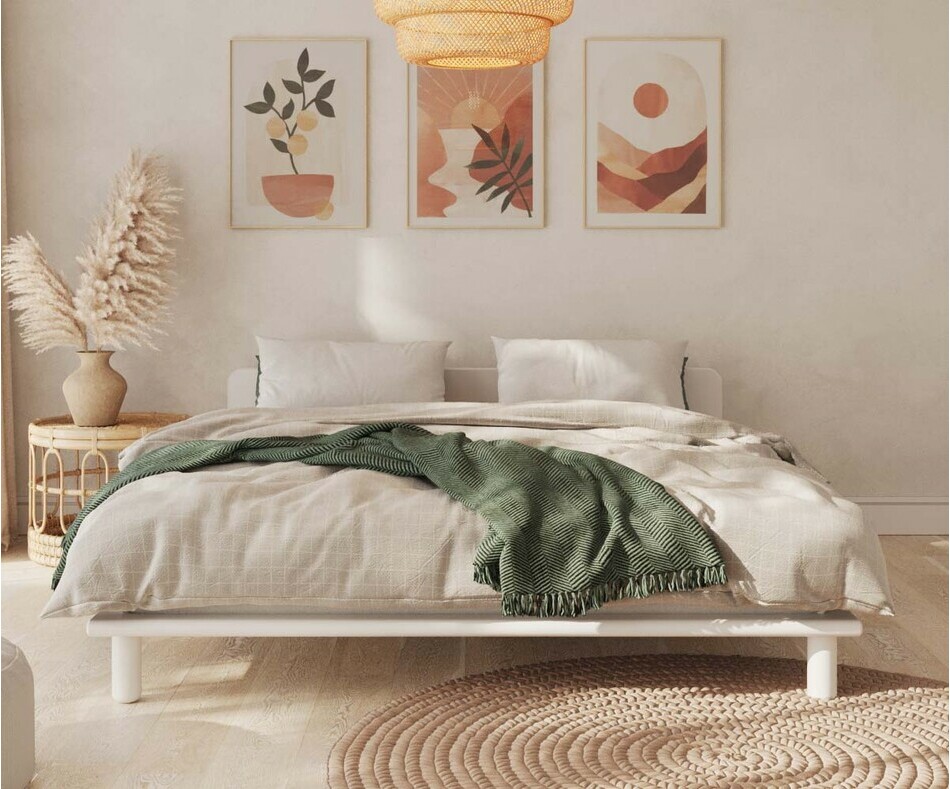 Lit adulte double couchage blanc
