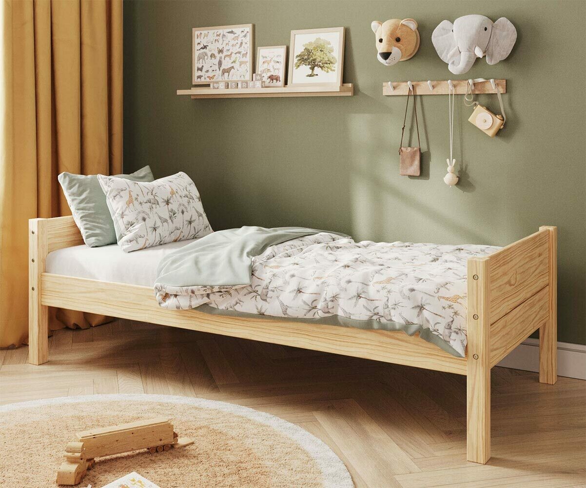 Lit enfant Combeebed Bois naturel 90x200 cm/Opt:Sans caches sommier