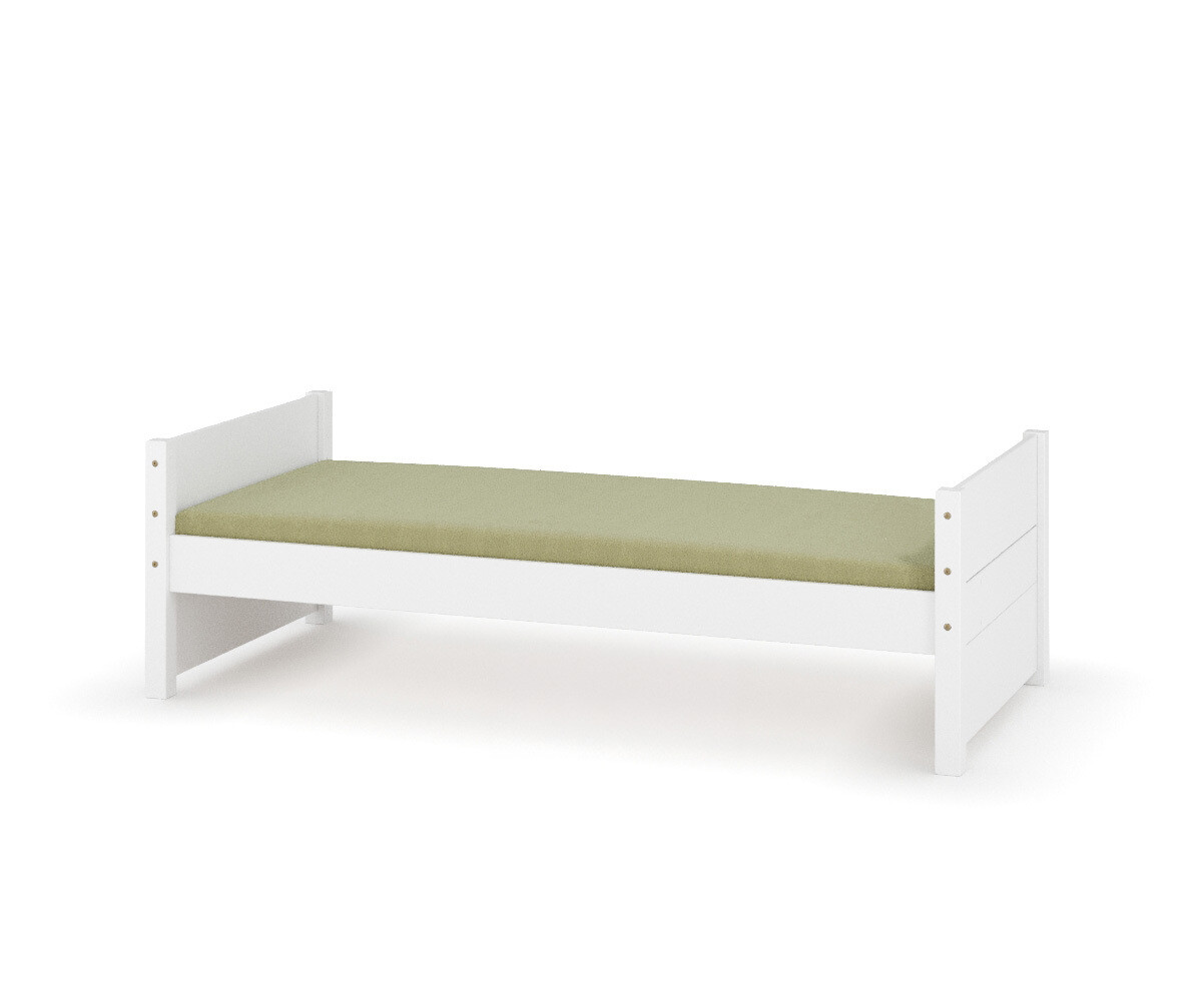 PROMO ! Lit enfant avec matelas Combeebed Blanc 90x200 cm Avec caches sommier Matelas Norway 13 cm
