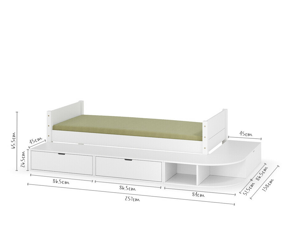 Dimensions du lit Combeebed enfant avec estrade et matelas