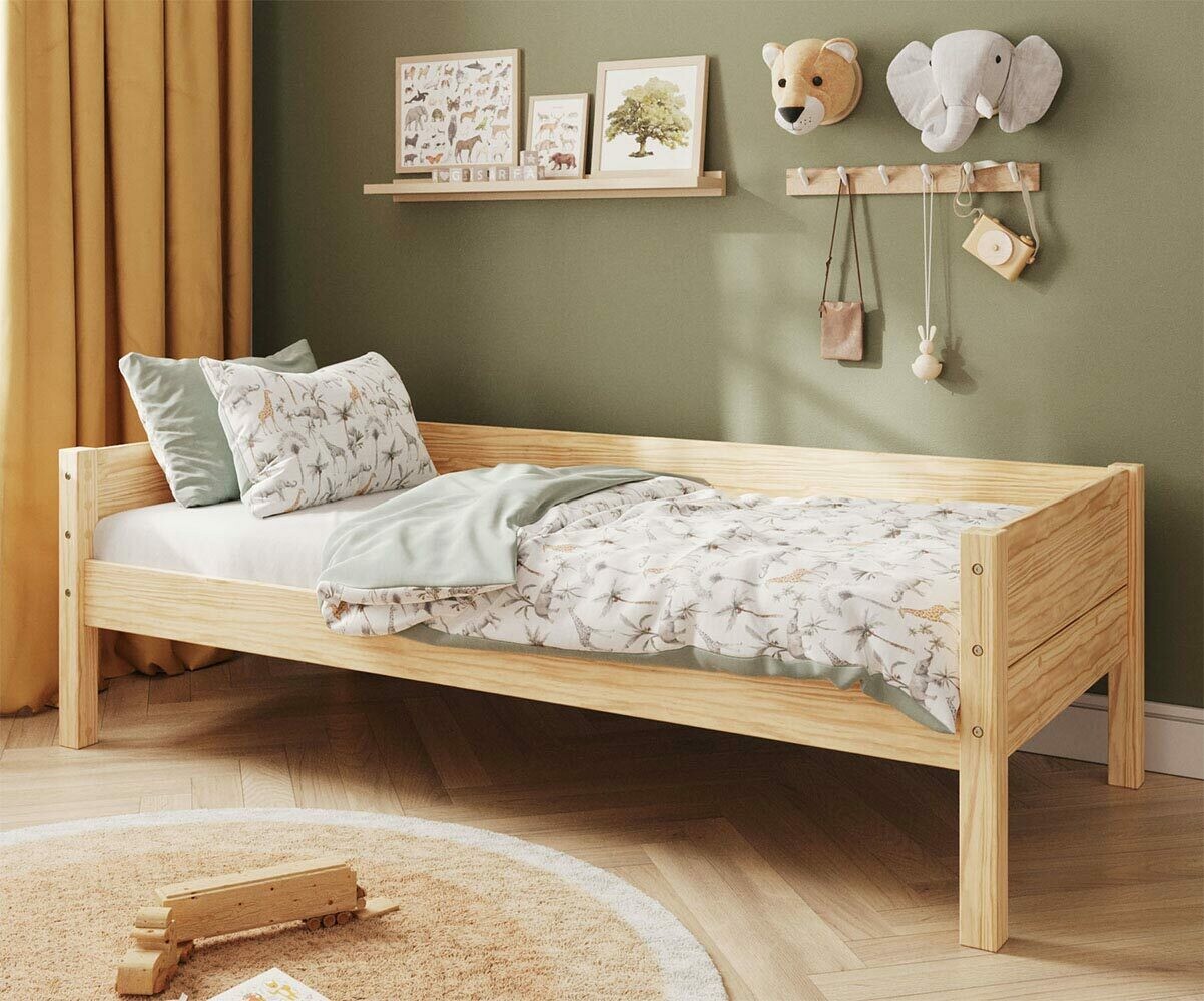 Lit banquette enfant avec matelas Combeebed Bois naturel 90x200 cm Sans caches sommier Matelas Airfresh 15 cm