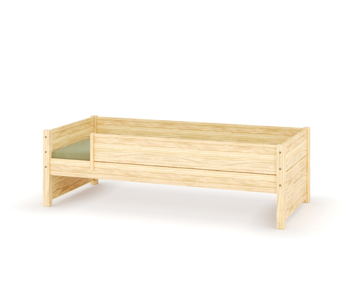 Lit enfant avec 2 barrières et matelas Combeebed Bois naturel 90x200 cm Avec caches sommier Matelas Airfresh 15 cm