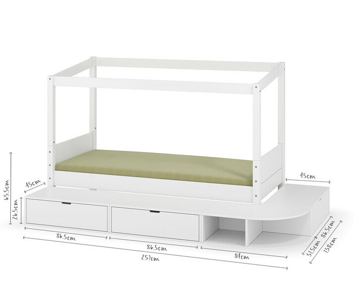 Dimensions du lit cabane avec estrade et matelas
