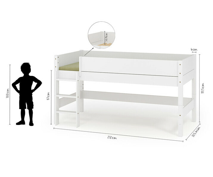 Dimensions lit mi hauteur enfant avec rangements + matelas inclus échelle grand coté