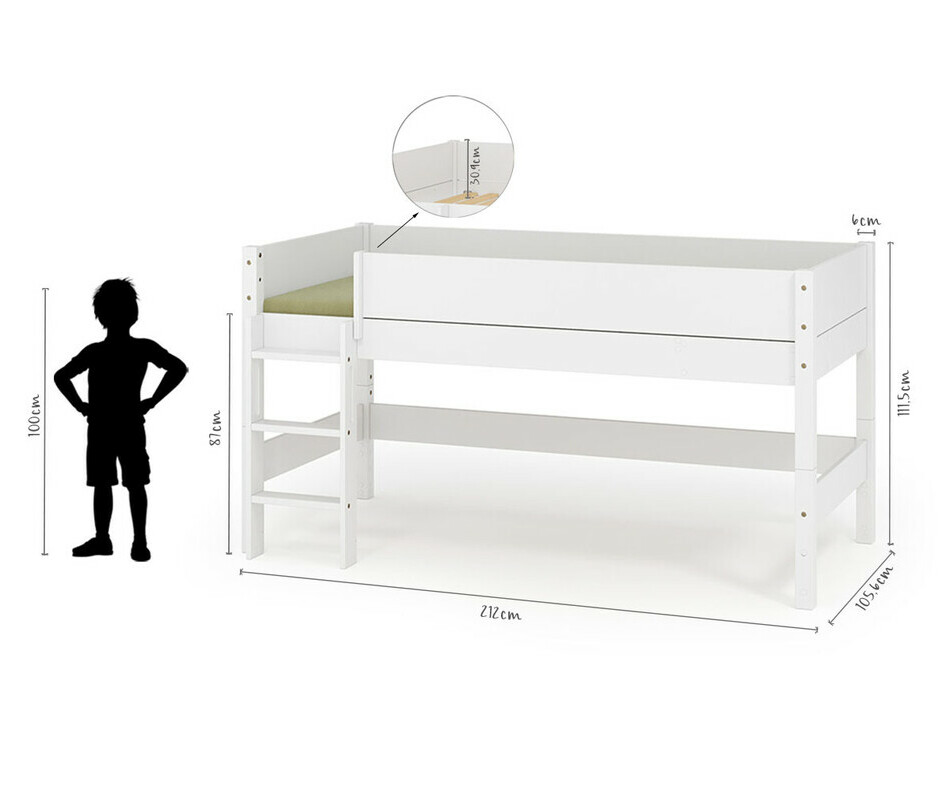 Dimensions lit mi hauteur enfant avec rangements + matelas inclus échelle grand coté