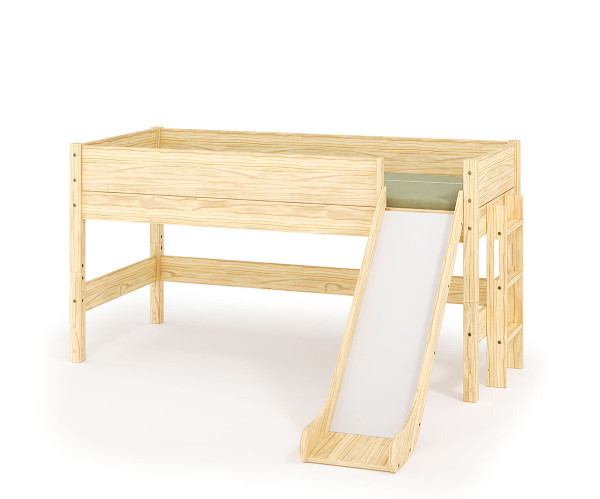 Lit mi-hauteur enfant avec toboggan et matelas Combeebed Bois naturel 90x200 cm Toboggan uniquement Matelas Airfresh 15 cm