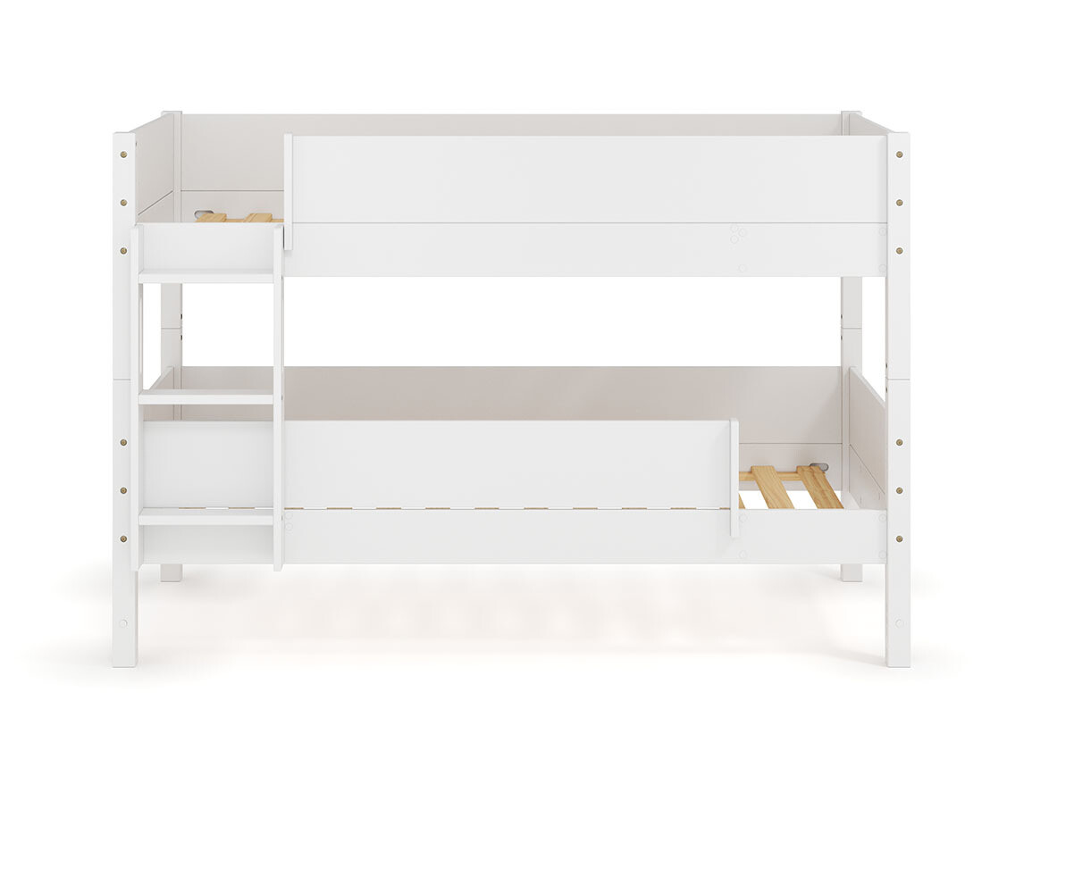 PROMO ! Lit superposé enfant Combeebed Blanc 90x200 cm Echelle grand côté 1 barrière de sécurité Version basse