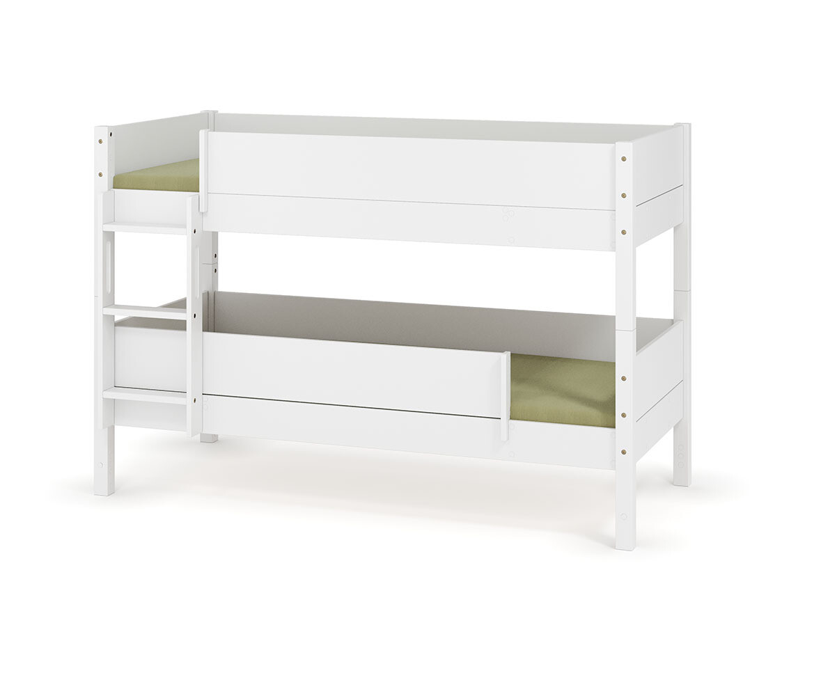 PROMO ! Lit superposé enfant Combeebed Blanc 90x200 cm Echelle grand côté 1 barrière de sécurité Version évolutive