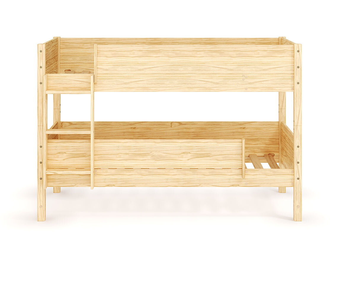 Lit superposé enfant Combeebed Bois naturel 90x200 cm Echelle grand côté 1 barrière de sécurité Version basse