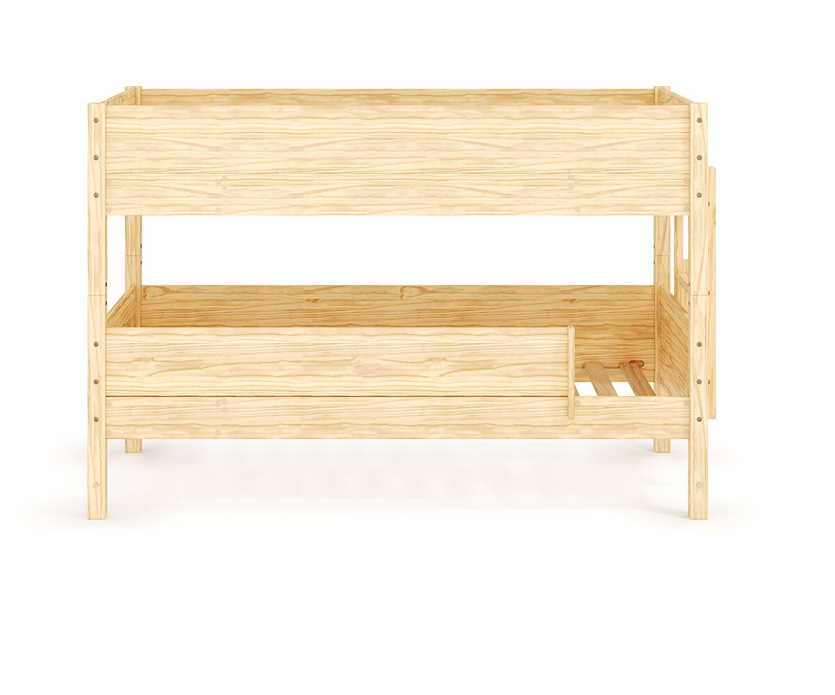Lit superposé enfant Combeebed Bois naturel 90x200 cm Echelle petit côté 1 barrière de sécurité Version basse