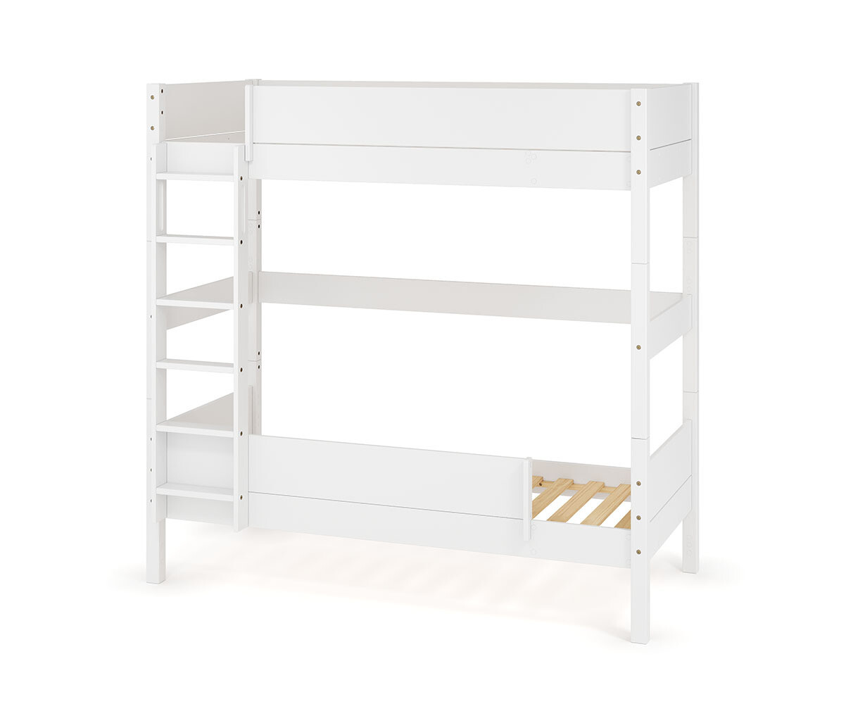 PROMO ! Lit superposé enfant Combeebed Blanc 90x200 cm Echelle grand côté 1 barrière de sécurité Version haute