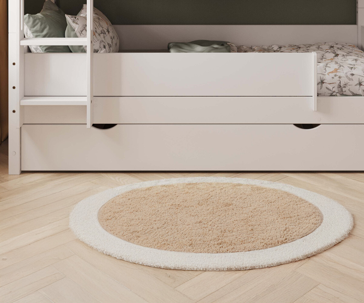 PROMO ! Lit superposé enfant avec estrade Combeebed Blanc 90x200 cm Echelle grand côté 1 barrière de sécurité Version basse
