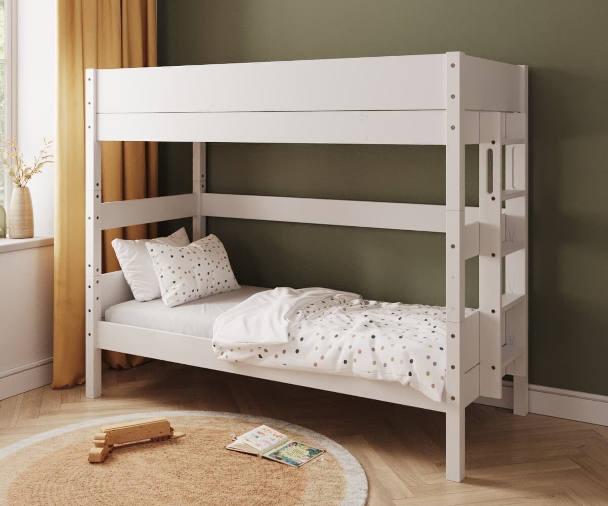 PROMO ! Lit superposé haut enfant Combeebed Blanc 90x200 cm Echelle petit côté