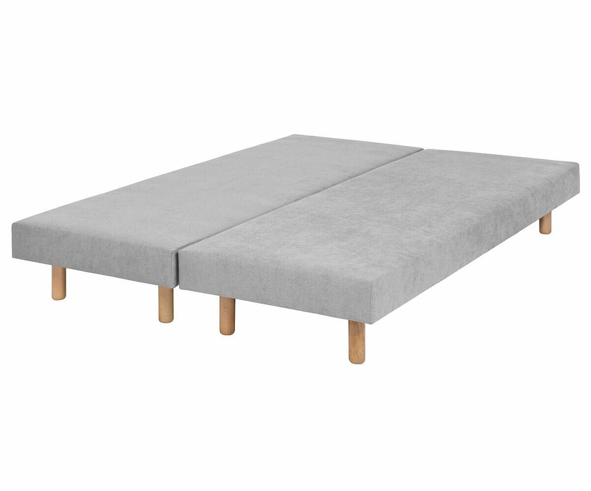 Sommier tapissier ado Hisso Gris clair 2x70x190 cm Pieds Cylo bois