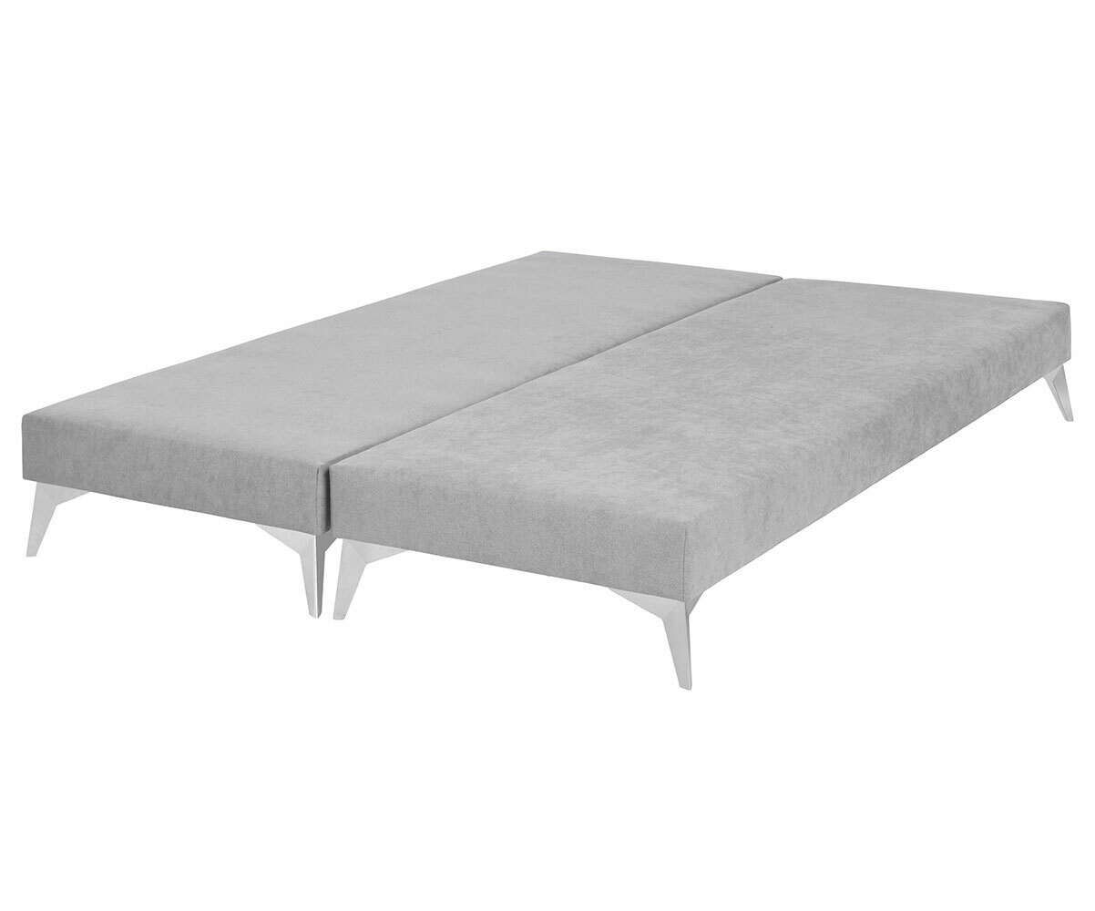 Sommier tapissier ado Hisso Gris clair 2x70x190 cm Pieds Kompy chromé