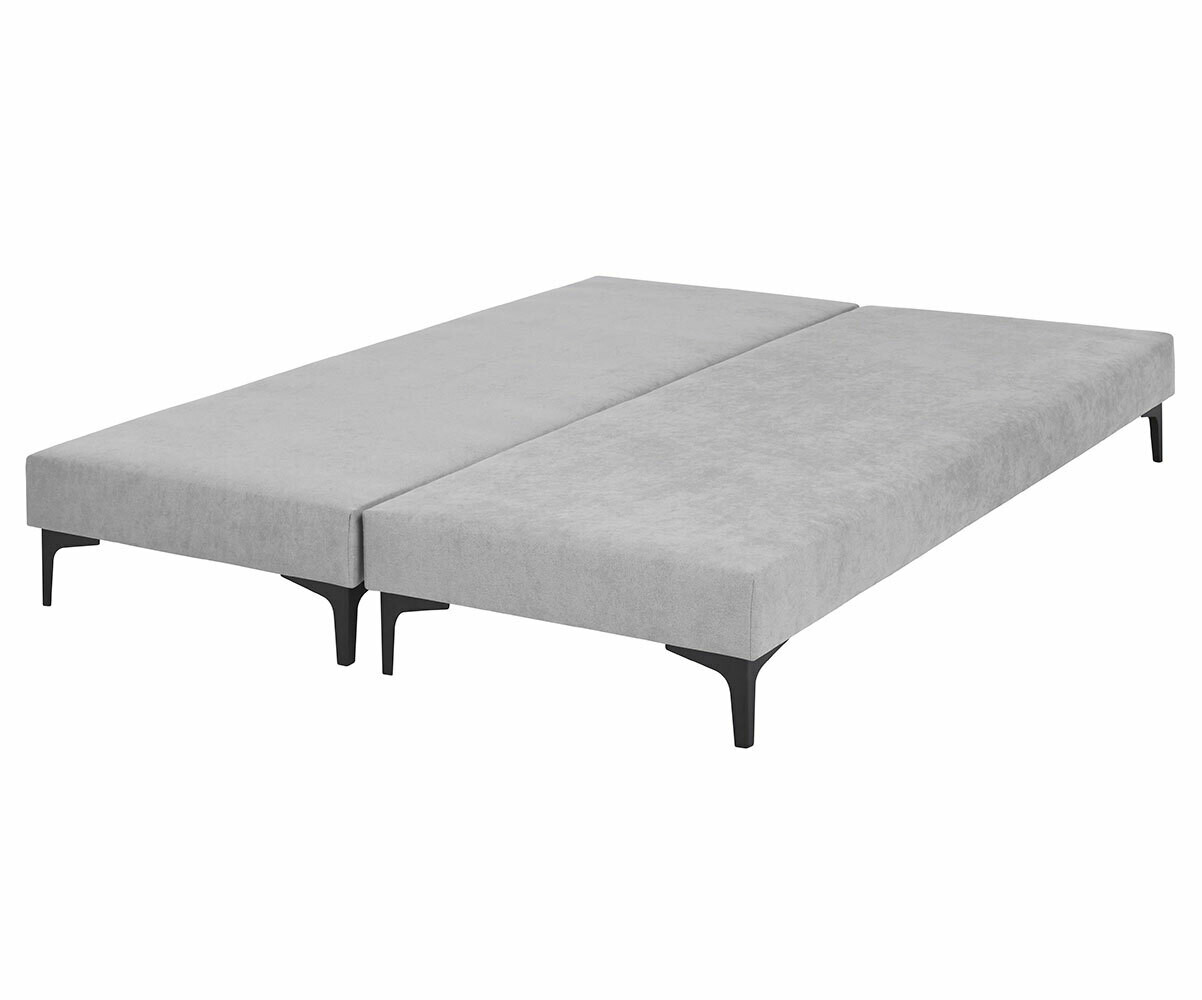 Sommier tapissier ado Hisso Gris clair 2x70x190 cm Pieds Equy noir