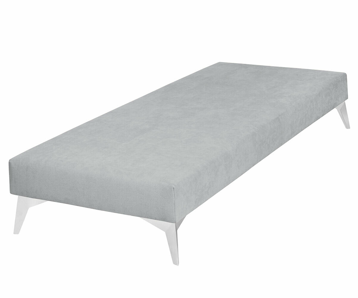 Sommier tapissier ado Hisso Gris clair 70x190 cm Pieds Kompy chromé