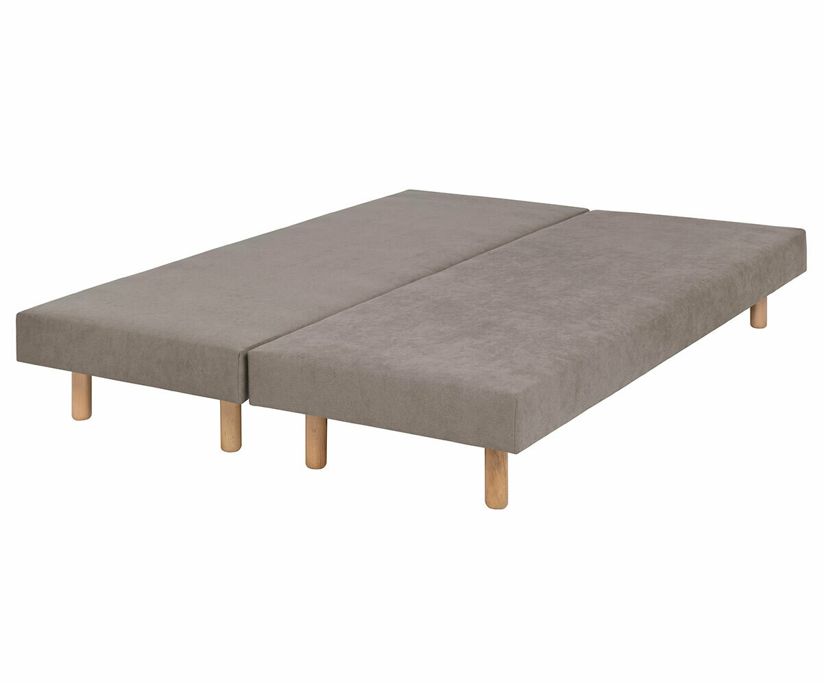 PROMO ! Sommier tapissier ado Hisso Beige 2x80x200 cm Pieds Cylo bois