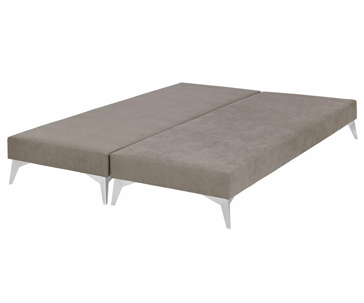 PROMO ! Sommier tapissier ado Hisso Beige 2x70x190 cm Pieds Kompy chromé