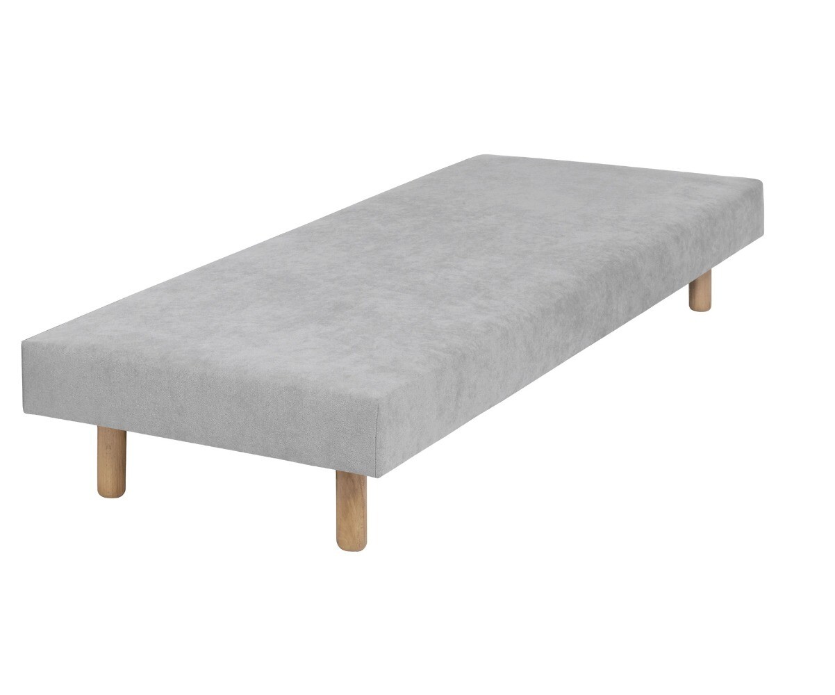 Sommier tapissier ado Hisso Gris clair 70x190 cm Pieds Cylo bois
