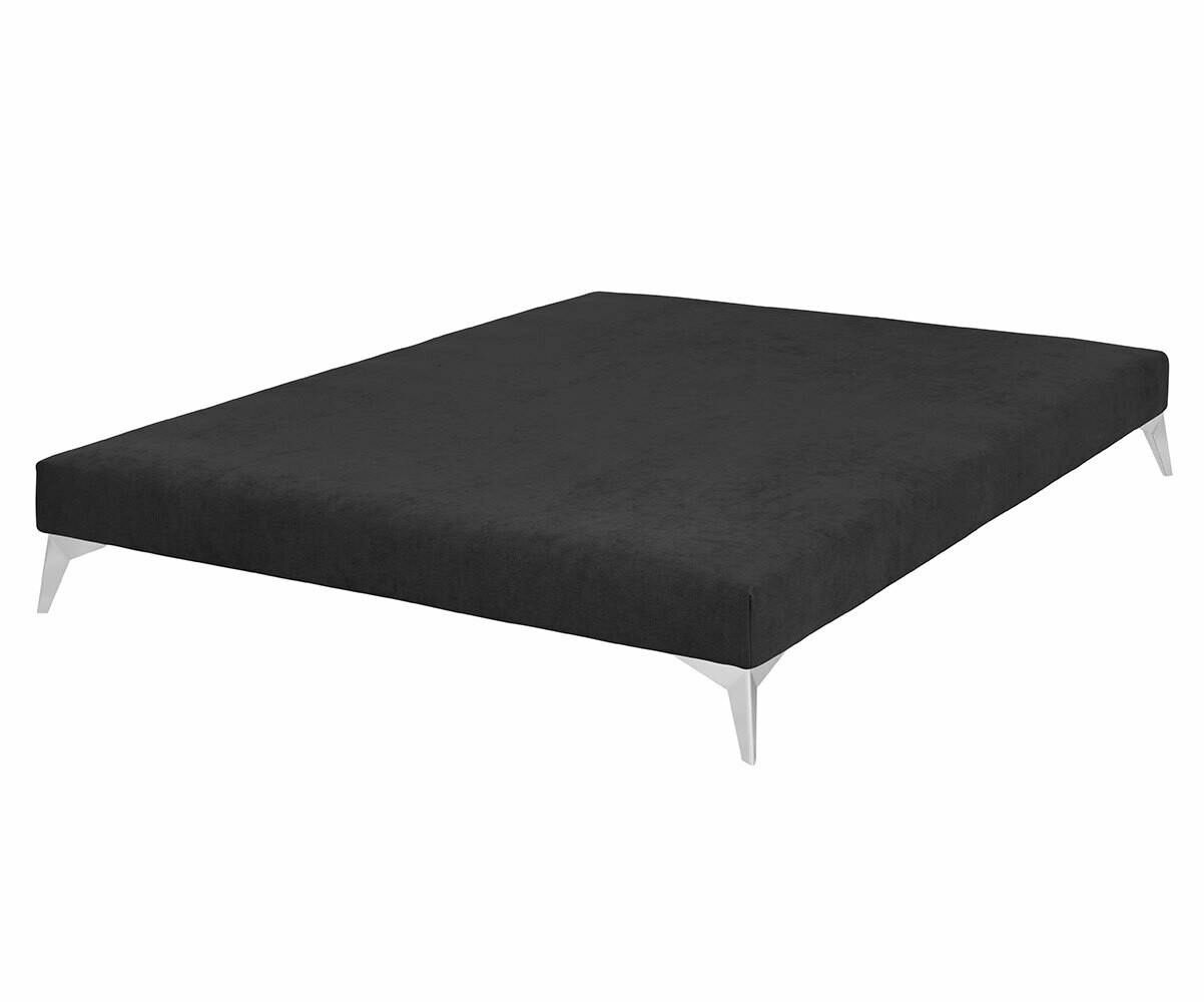 PROMO ! Sommier tapissier ado 140x190 Hisso Gris anthracite 140x190 cm Pieds Kompy chromé