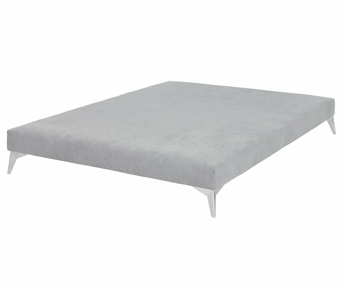 PROMO ! Sommier tapissier ado 140x190 Hisso Gris clair 140x190 cm Pieds Kompy chromé