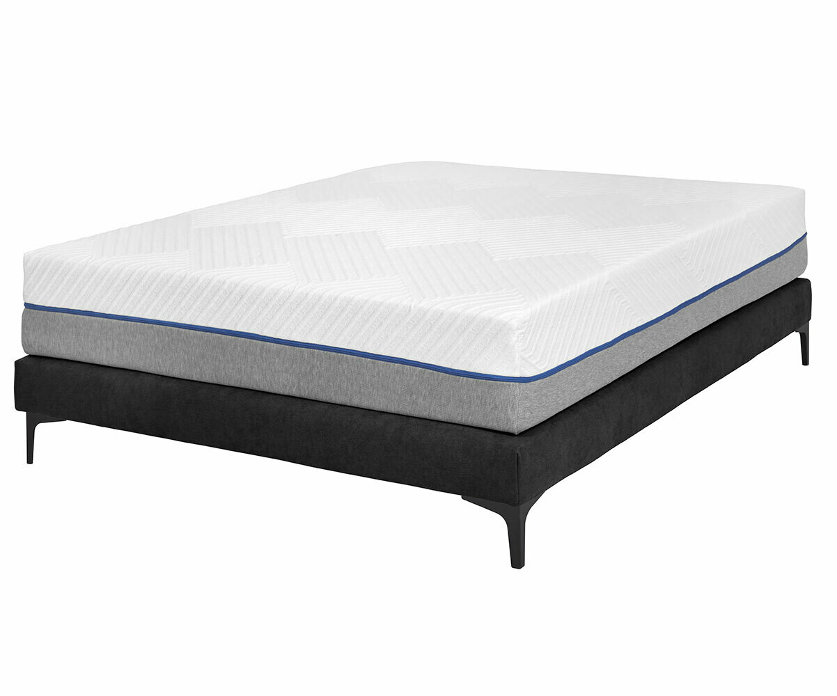 Sommier tapissier ado 2 places avec matelas Hisso Gris anthracite 140x190 cm Pieds Equy noir Matelas mousse Moma