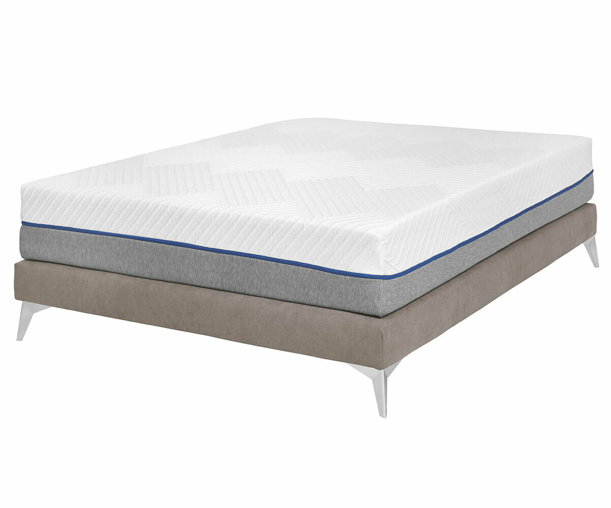 Sommier tapissier ado 2 places avec matelas Hisso Beige 140x190 cm Pieds Kompy chromé Matelas mousse Moma