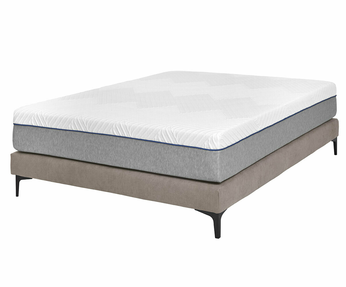 Sommier tapissier ado 2 places avec matelas Hisso Beige 140x190 cm Pieds Equy noir Matelas ressorts ensachés Riva