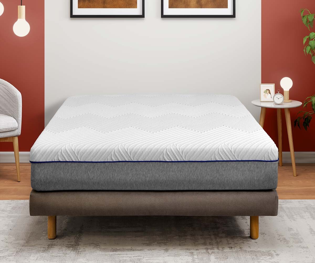 Sommier tapissier ado 2 places avec matelas Hisso Beige 140x190 cm Pieds Cylo bois Matelas mousse Moma