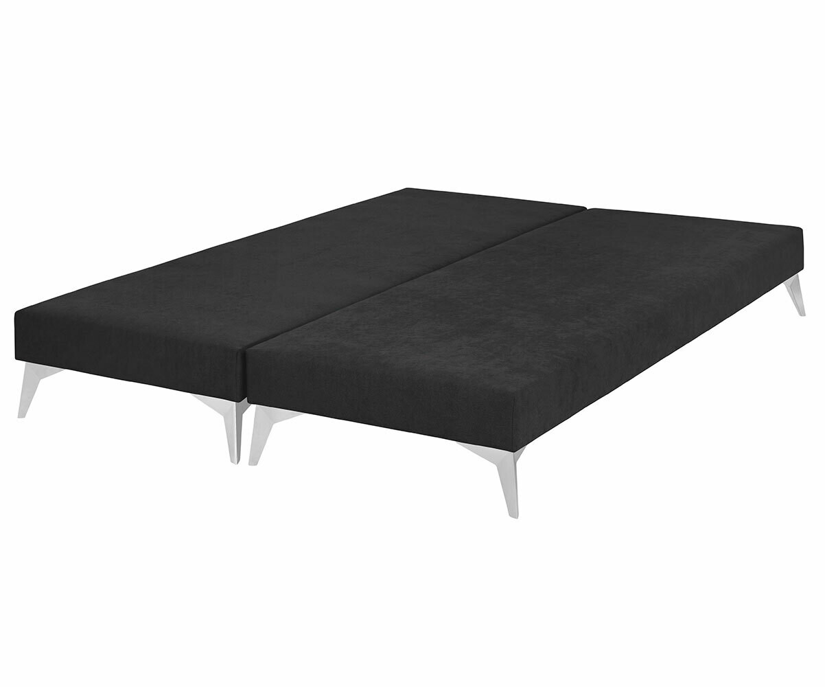 Sommier tapissier adulte Hisso Gris anthracite 2x70x190 cm Pieds Kompy chromé