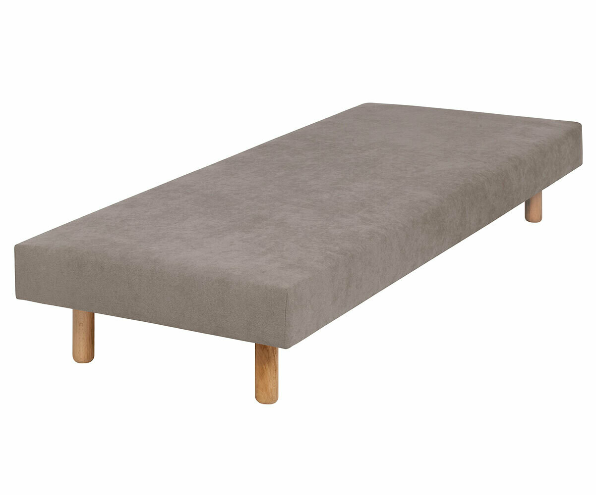 PROMO ! Sommier tapissier adulte Hisso Beige 80x200 cm Pieds Cylo bois