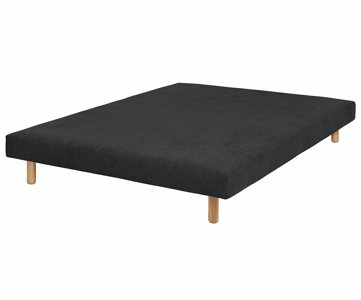 PROMO ! Sommier tapissier adulte 140x190 Hisso Gris anthracite 140x190 cm Pieds Cylo bois