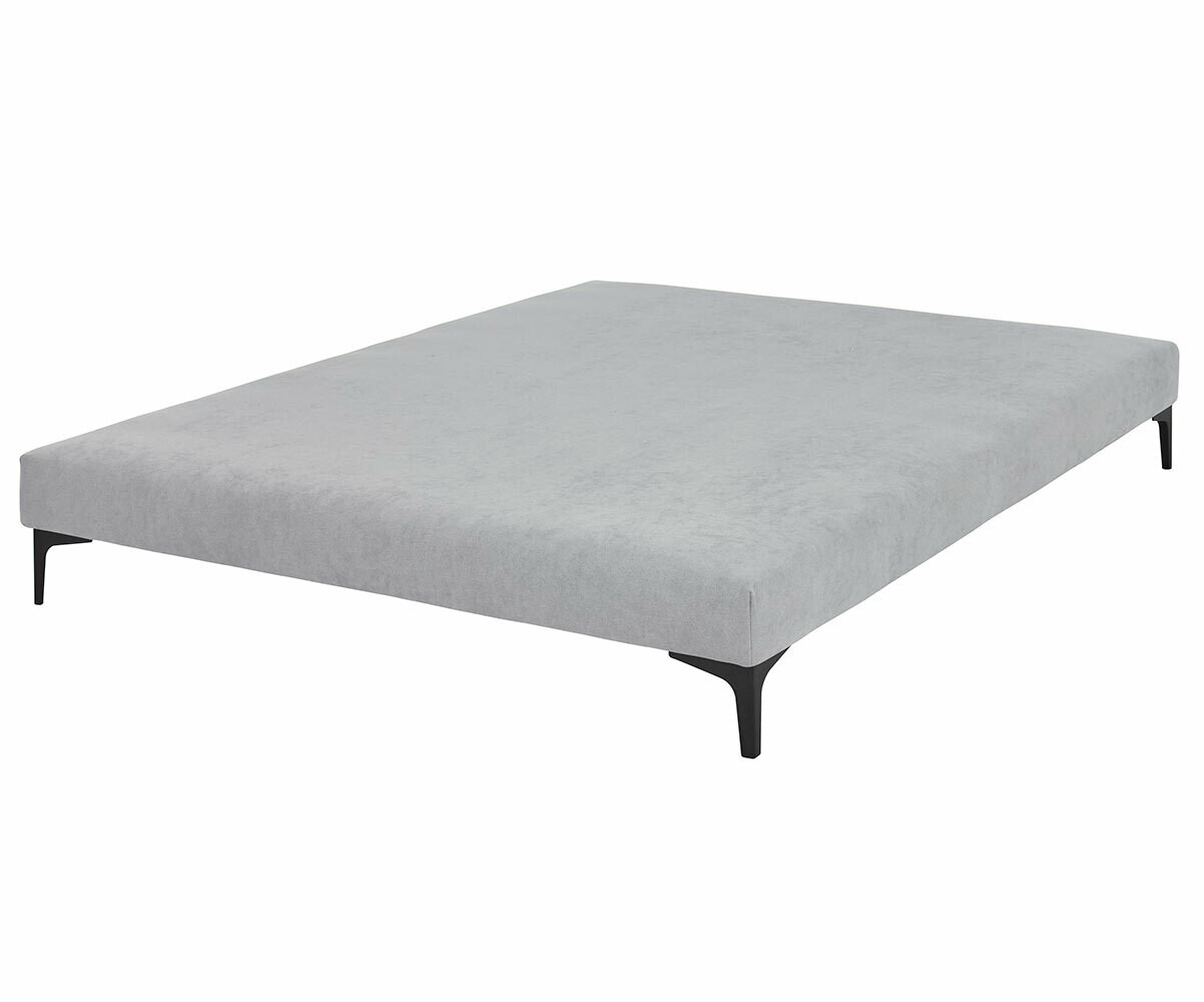 PROMO ! Sommier tapissier adulte 140x190 Hisso Gris clair 140x190 cm Pieds Equy noir