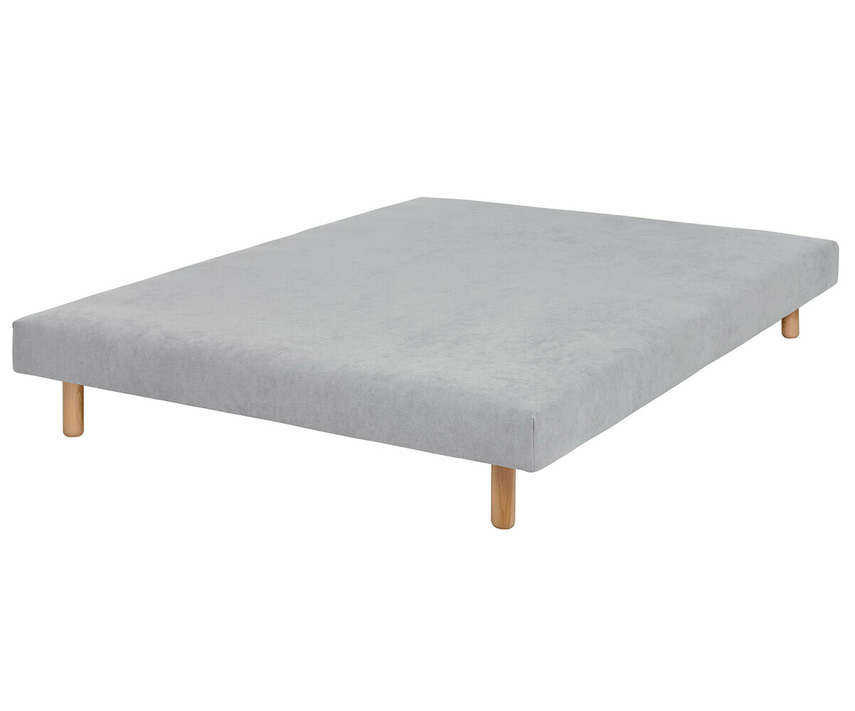 PROMO ! Sommier tapissier adulte 140x190 Hisso Gris clair 140x190 cm Pieds Cylo bois