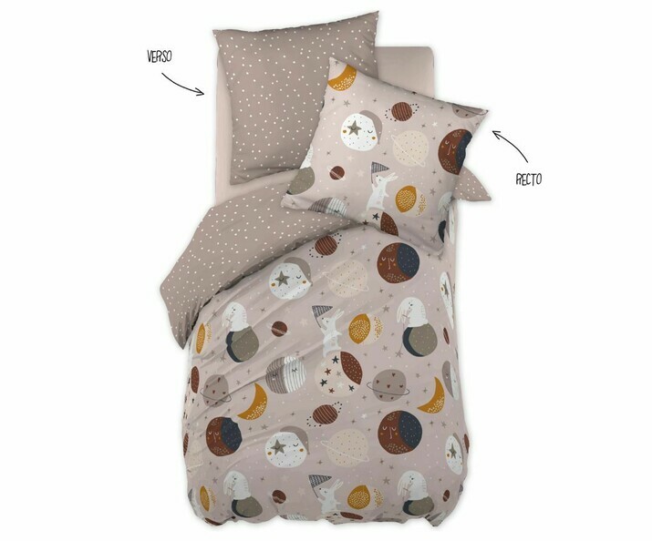 Parure de lit enfant en coton :  housse de couette et taie d'oreiller