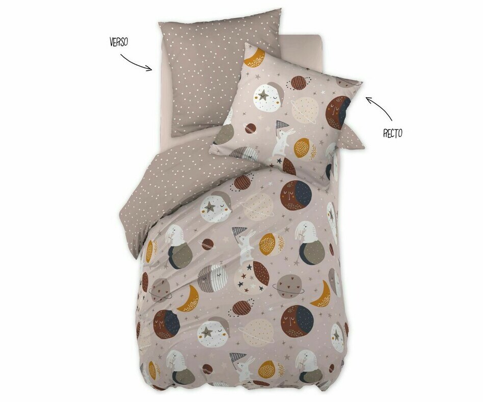 Parure de lit enfant en coton :  housse de couette et taie d'oreiller