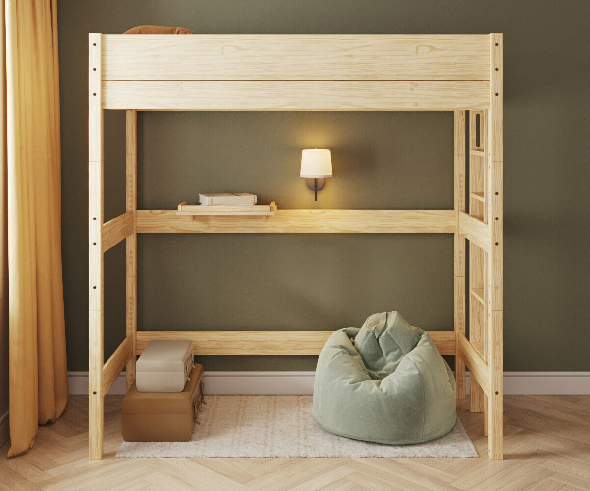 PROMO ! Lit mezzanine XL enfant Combeebed Bois naturel 90x200 cm