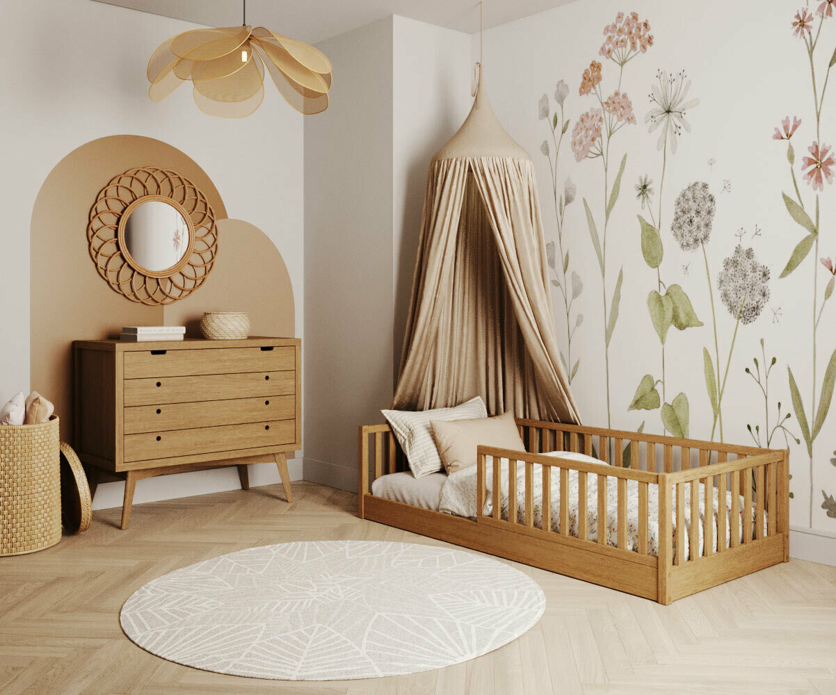 PROMO ! Chambre montessori Capao Noisette 90x190 cm Commode sans plan à langer