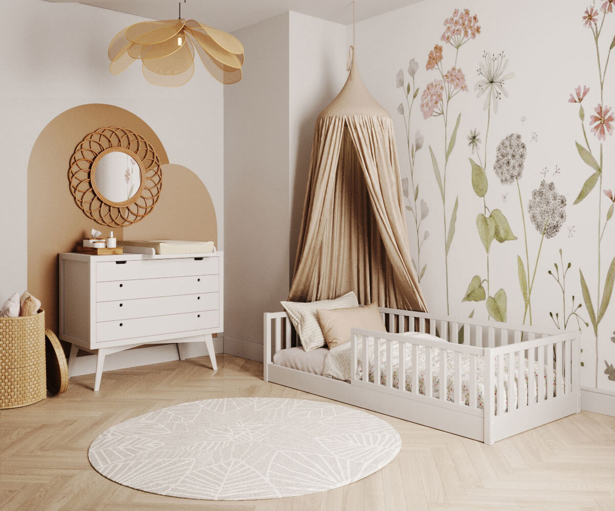 PROMO ! Chambre montessori Capao Blanc 90x190 cm Commode avec plan à langer