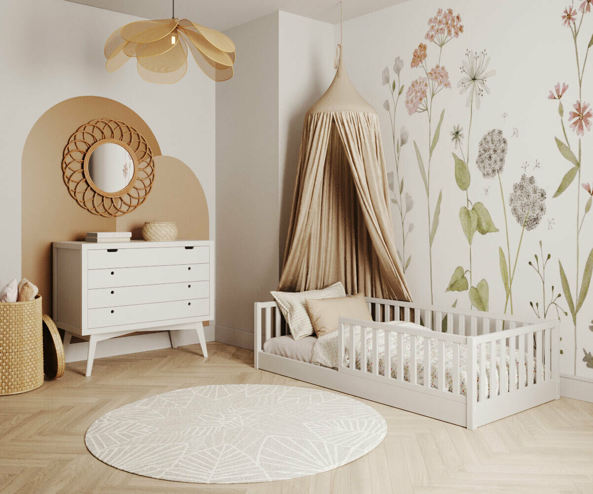 PROMO ! Chambre montessori Capao Blanc 90x190 cm Commode sans plan à langer