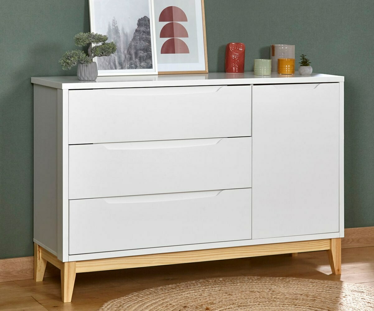 Commode Mora Blanc et bois