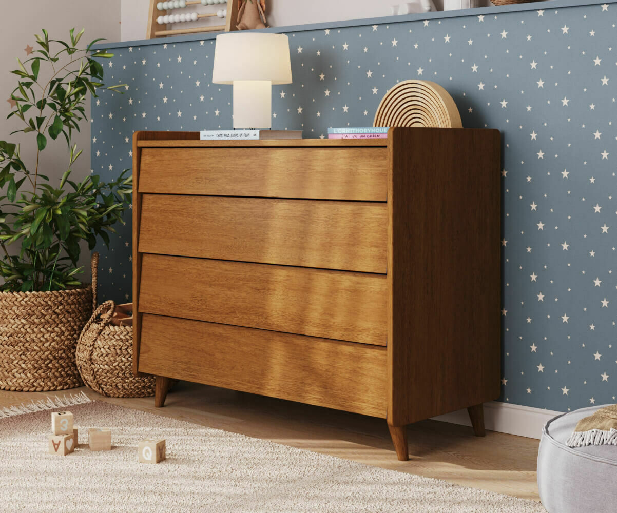 PROMO ! Commode enfant Canopia Noisette/Opt:4 tiroirs