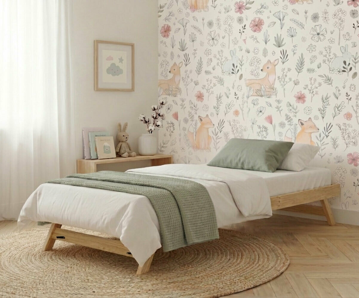 PROMO ! Lit sommier gigogne enfant Valley Bois naturel 80x200 cm