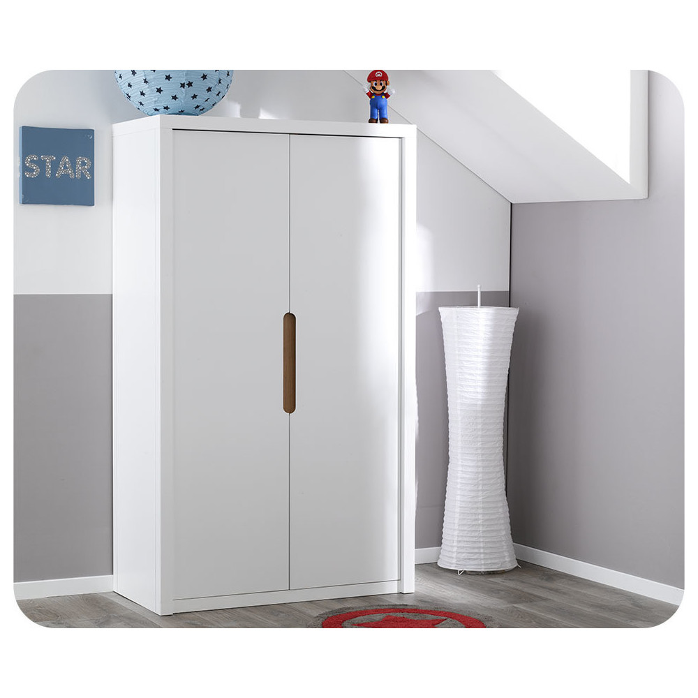 Armoire à 2 Portes En Bois Blanc Pour Chambre - Générique - Occasion