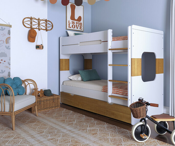 Lit superpos enfant Spark avec tiroir noisette en option